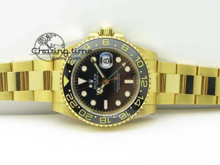 MiroTime 0116 RelaxedFit GMT-Master II 116718 LN Bp-Maker Best Edition YG Wrapped Bezel Black Dial On YG Bracelet ETA 3988